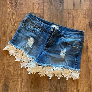 Altar’d State Jean Shorts w/ lace accent Size 27
